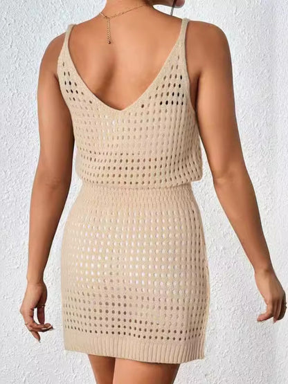 Openwork V-Neck Sleeveless Cover Up Dress